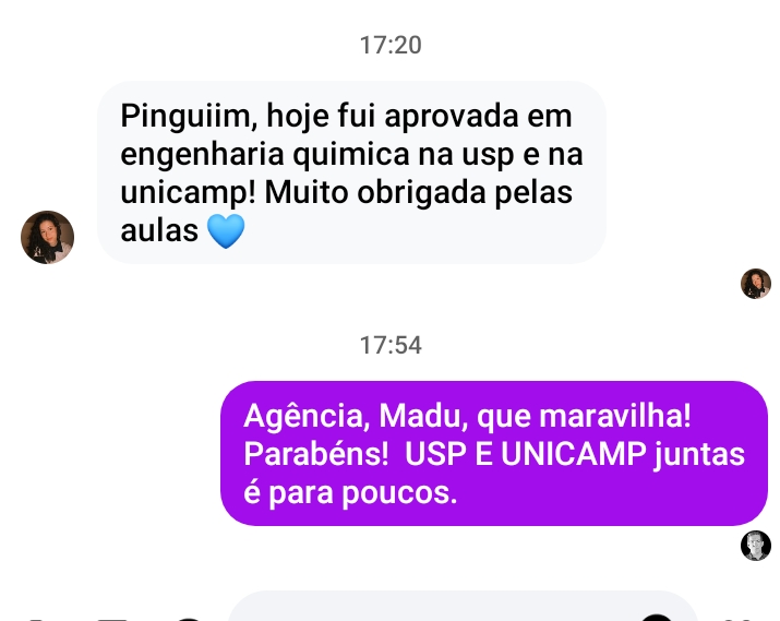 Foto de Madu, aluna aprovada em Engenharia Química na USP e na UNICAMP